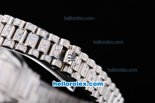 Rolex Datejust Oyster Perpetual Automatic Swiss ETA Automatic Movement ETA Case Full Diamond with Diamond Dial and Blue Round Pearl Marking - Click Image to Close